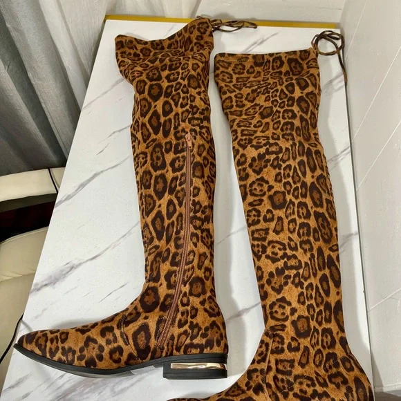 Shoe Dazzle Leopard Print Over the Knee Boots Size 9.5 M - Picture 5 of 14